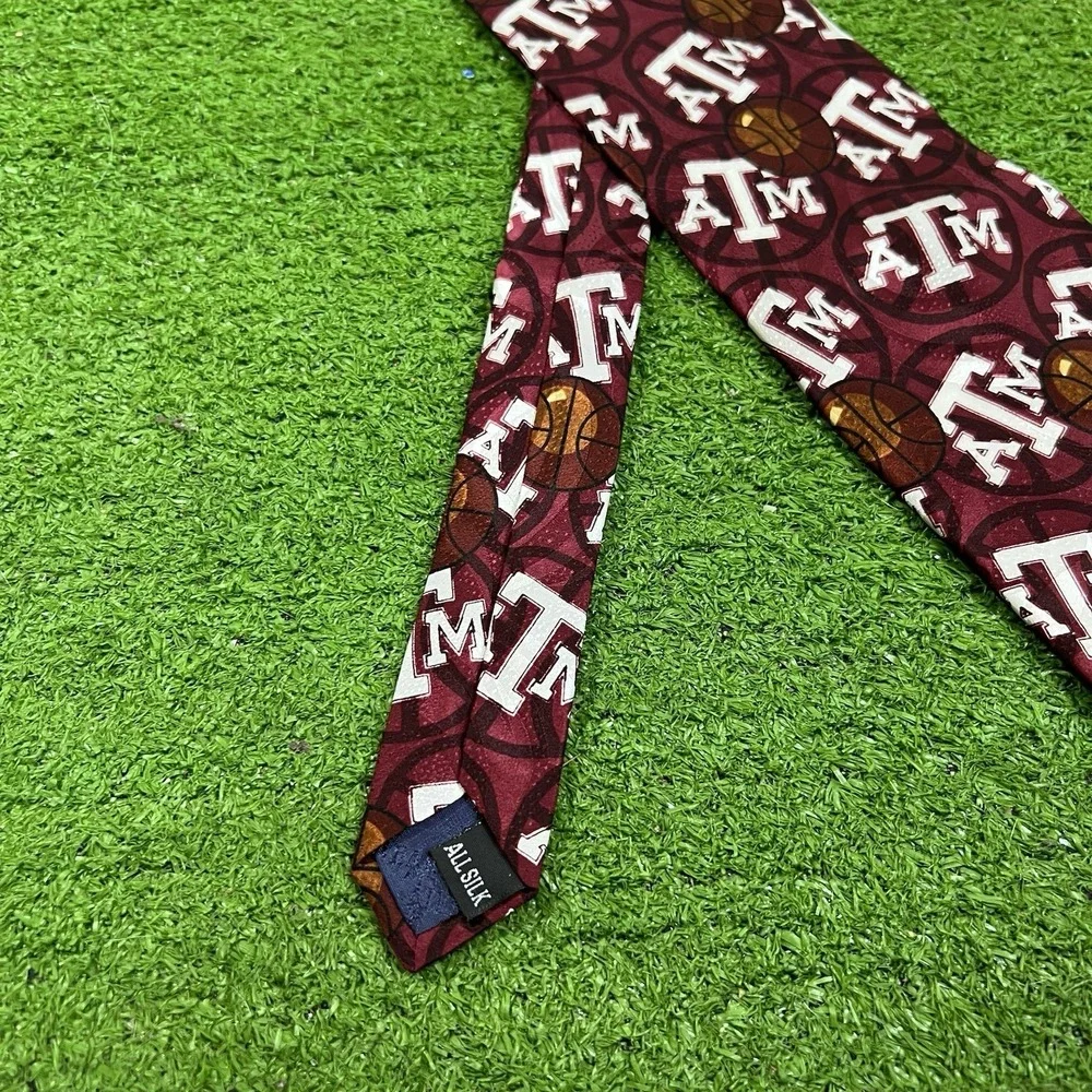 Vintage Texas A&M‎ Team Issue Tie Aggie Basketball Coach Signed Tony Barone 1995